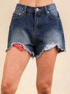 Starry Drift Distressed Raw Hem Mid-rise Shorts by Very J-Women's Shorts-Shop Z & Joxa