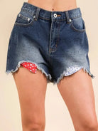 Starry Drift Distressed Raw Hem Mid-rise Shorts by Very J-Women's Shorts-Shop Z & Joxa