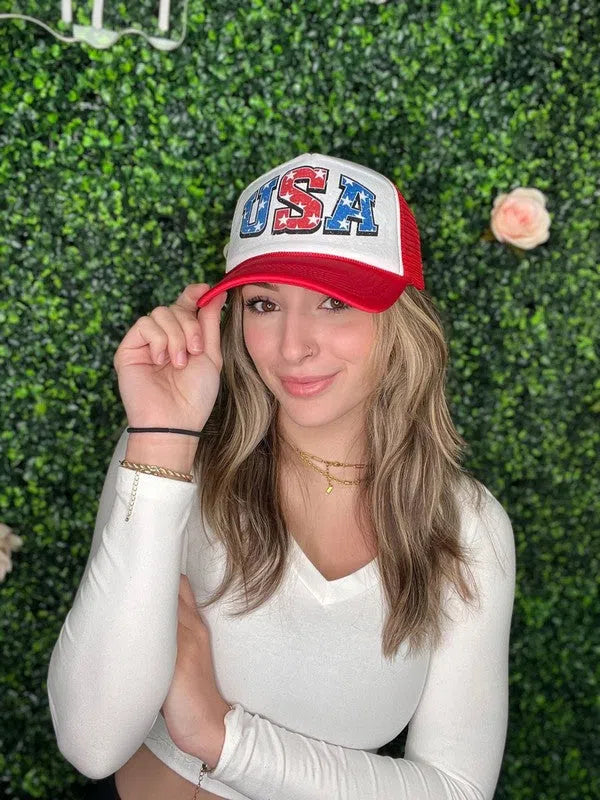 Stay Cute and Trendy USA Trucker Hat-Women's Accessories-Shop Z & Joxa