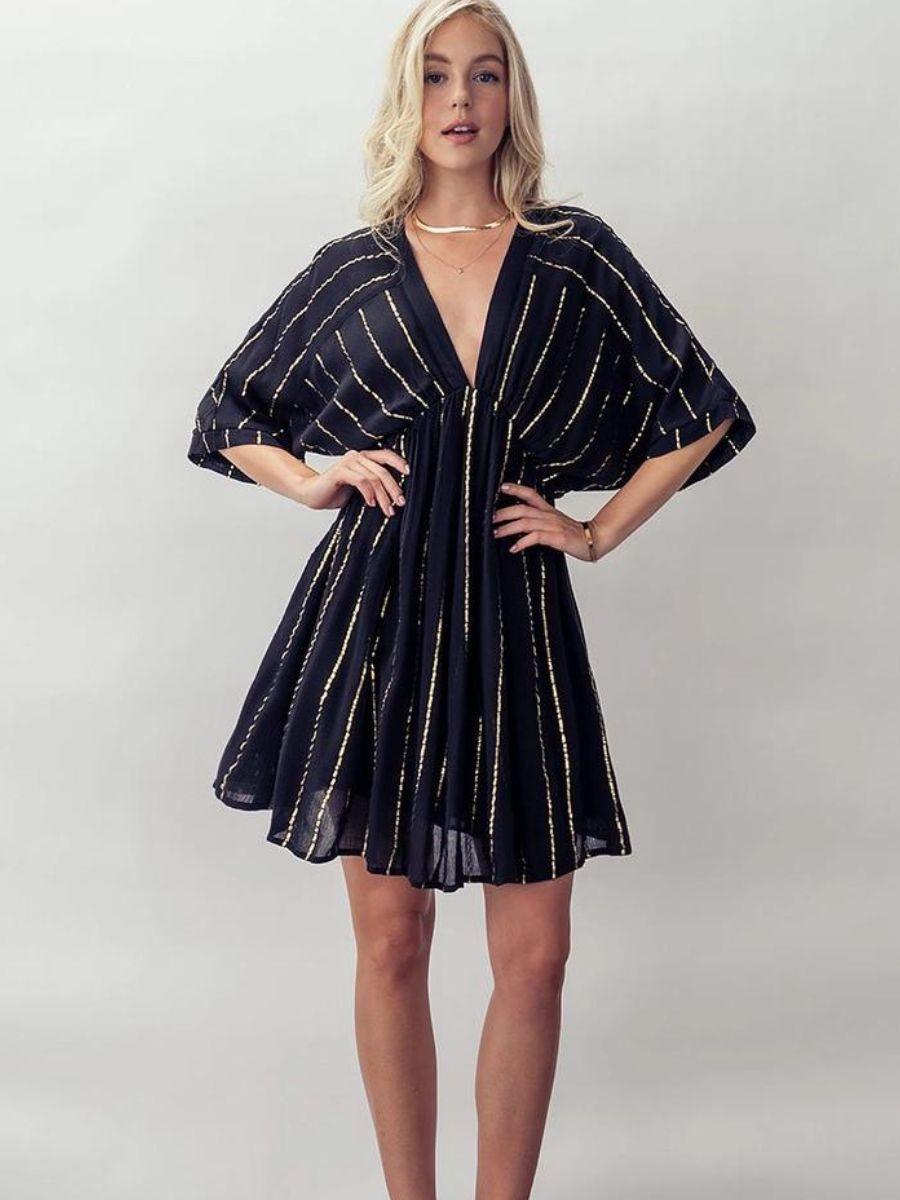 Stay Golden Gold Line Mini Party Dress - Z & Joxa Co.