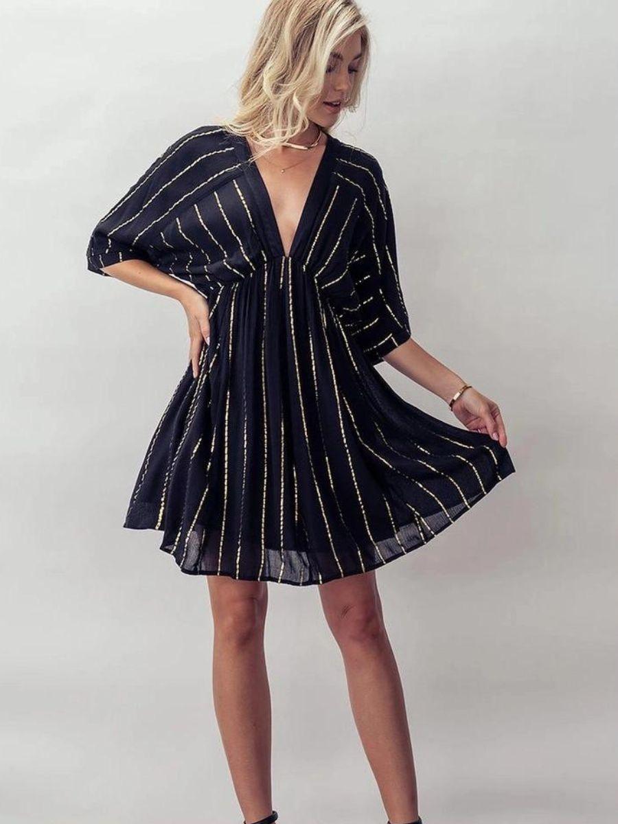 Stay Golden Gold Line Mini Party Dress S / Black Gold Stay Golden Gold Line Mini Party Dress S / Black Gold