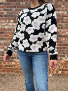 Stay Warm This Winter Textured Floral Sherpa Sweater-Women's Clothing-Shop Z & Joxa