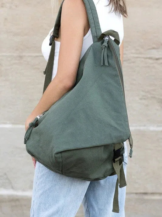 Staying Cool in a Busy World Asymmetric Canvas Backpack-Women's Accessories-Shop Z & Joxa