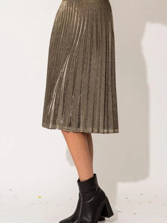 Step Into The Spotlight Glitter Fabric Pleated Midi Skirt-Women's Clothing-Shop Z & Joxa