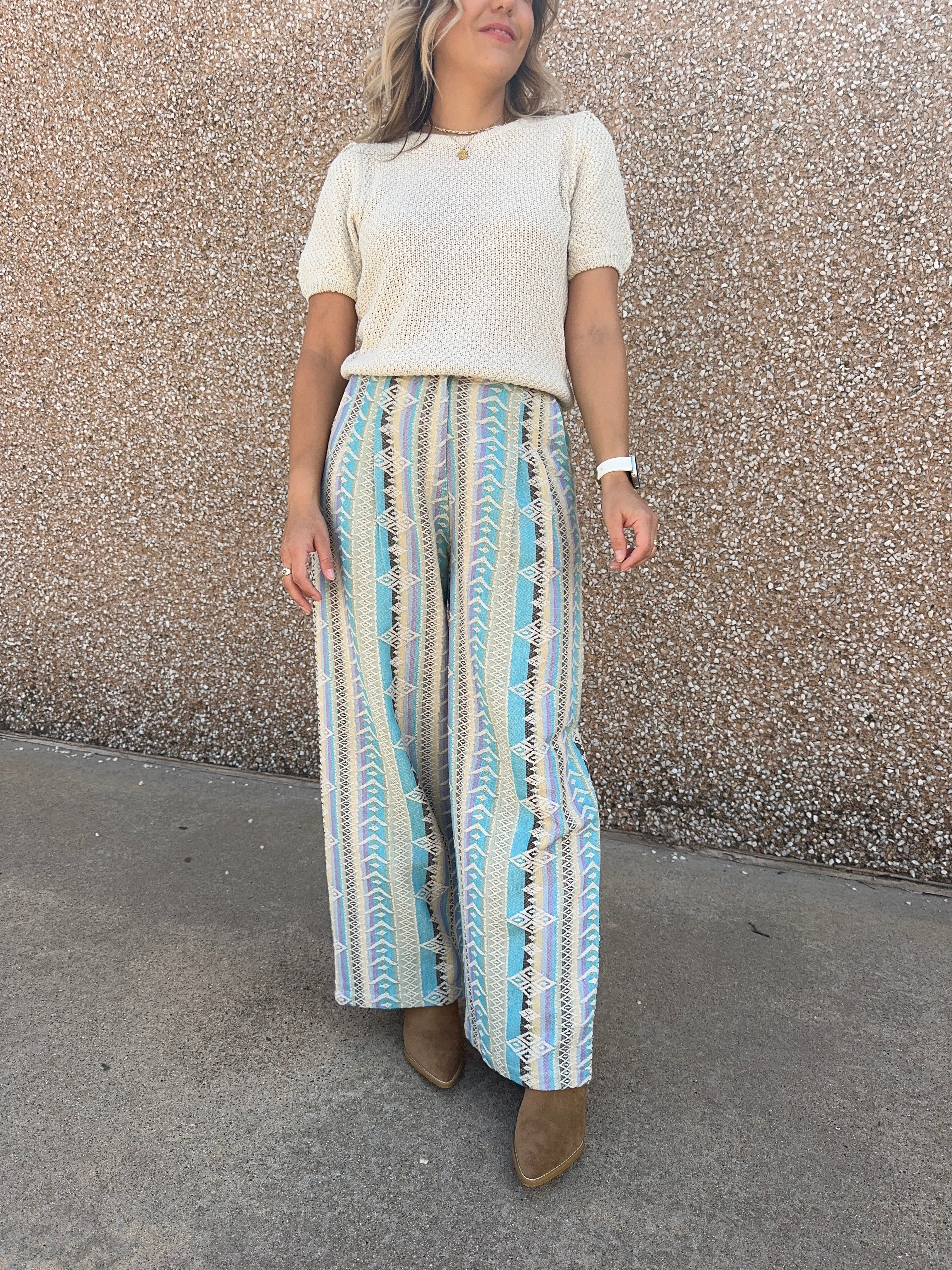 Step into Sunshine Embroidered Pants with Wooden Button-Women's Clothing-Shop Z & Joxa