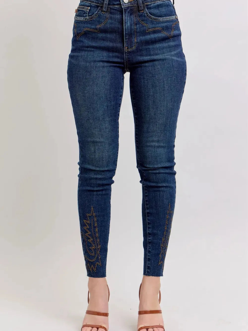 Stitch + Style Embroidered High Rise Skinny Jeans by Judy Blue-Women's Jeans-Shop Z & Joxa