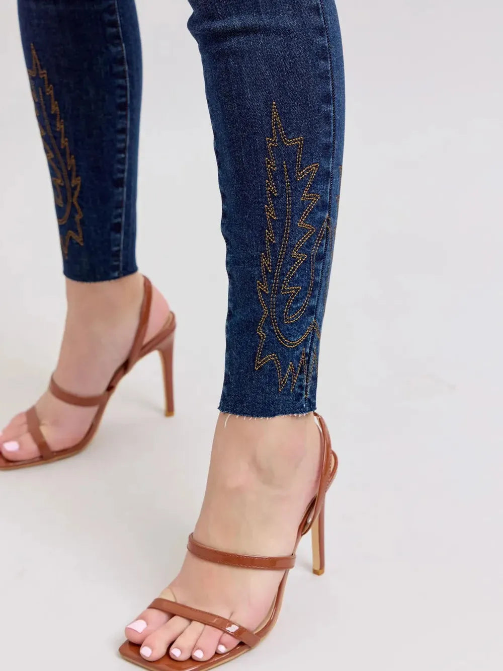 Stitch + Style Embroidered High Rise Skinny Jeans by Judy Blue-Women's Jeans-Shop Z & Joxa