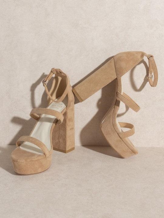 Strappy Suede Platform Chunky Heels-Women's Shoes-Shop Z & Joxa