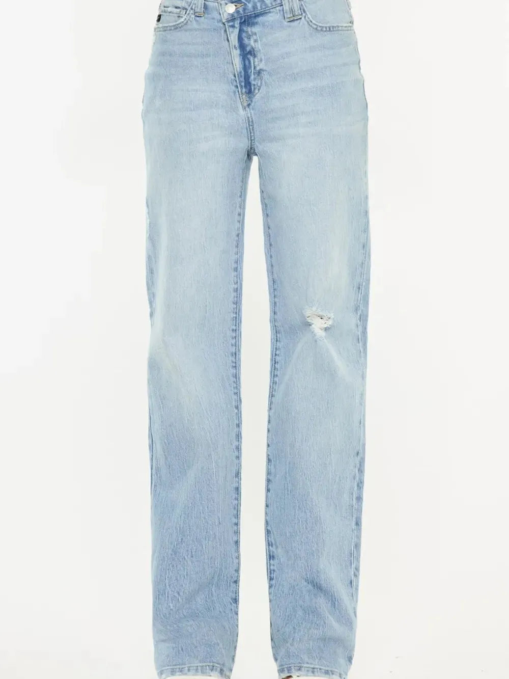 Street Chic Distressed High-Rise Straight Jeans by Kancan-Women's Jeans-Shop Z & Joxa