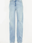 Street Chic Distressed High-Rise Straight Jeans by Kancan-Women's Jeans-Shop Z & Joxa