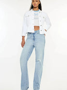 Street Chic Distressed High-Rise Straight Jeans by Kancan-Women's Jeans-Shop Z & Joxa