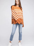 Stripes Done Right Oversized Ribbed Hem Striped Sweater-Women's Clothing-Shop Z & Joxa