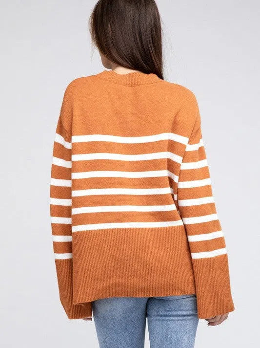 Stripes Done Right Oversized Ribbed Hem Striped Sweater-Women's Clothing-Shop Z & Joxa