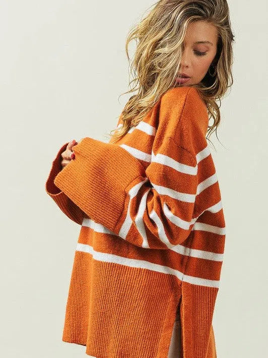 Stripes Done Right Oversized Ribbed Hem Striped Sweater-Women's Clothing-Shop Z & Joxa