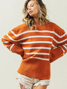 Stripes Done Right Oversized Ribbed Hem Striped Sweater-Women's Clothing-Shop Z & Joxa