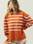 Stripes Done Right Oversized Ribbed Hem Striped Sweater-Women's Clothing-Shop Z & Joxa