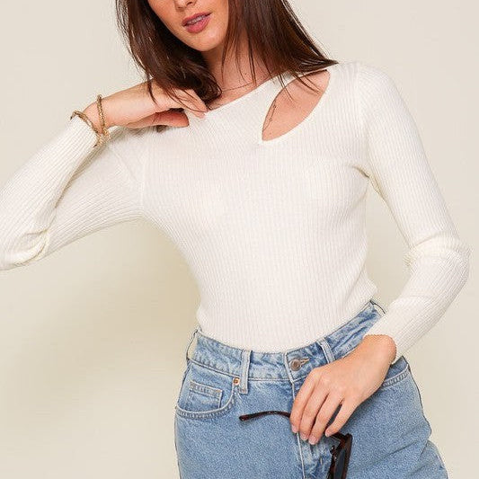 Style Without Limits Cutout Long Sleeve Sweater Top-Women's Clothing-Shop Z & Joxa