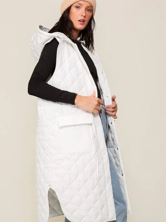 Style on the Go Full Length Oversized Quilted Vest-Women's Clothing-Shop Z & Joxa