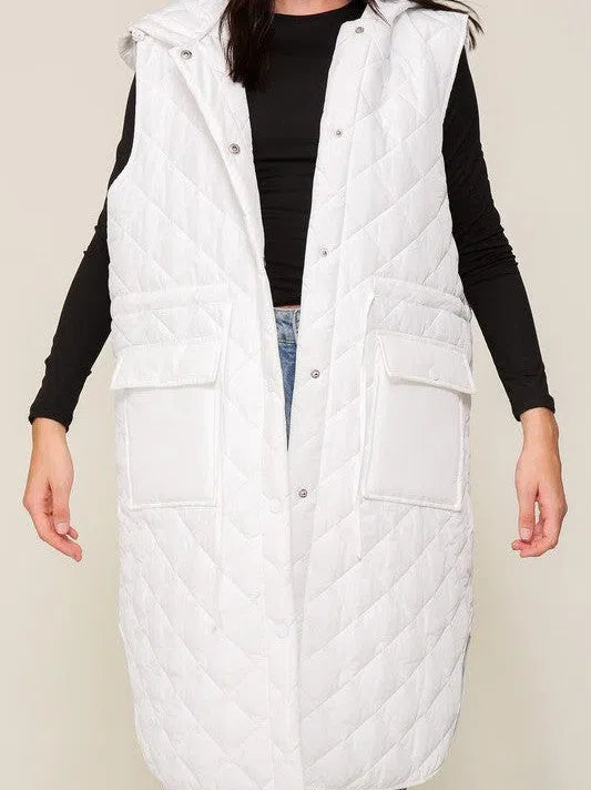 Style on the Go Full Length Oversized Quilted Vest-Women's Clothing-Shop Z & Joxa