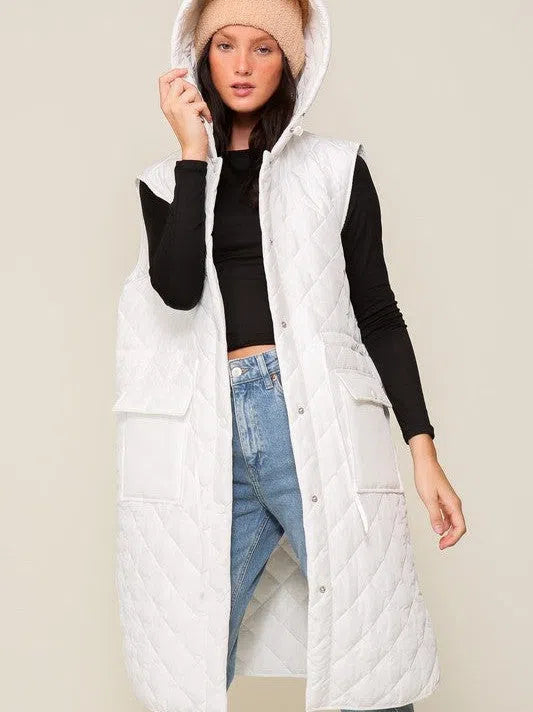 Style on the Go Full Length Oversized Quilted Vest-Women's Clothing-Shop Z & Joxa