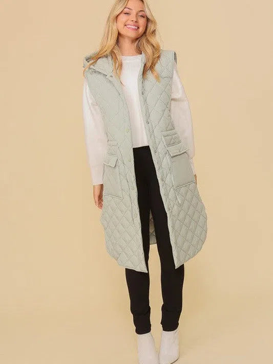 Style on the Go Full Length Oversized Quilted Vest-Women's Clothing-Shop Z & Joxa