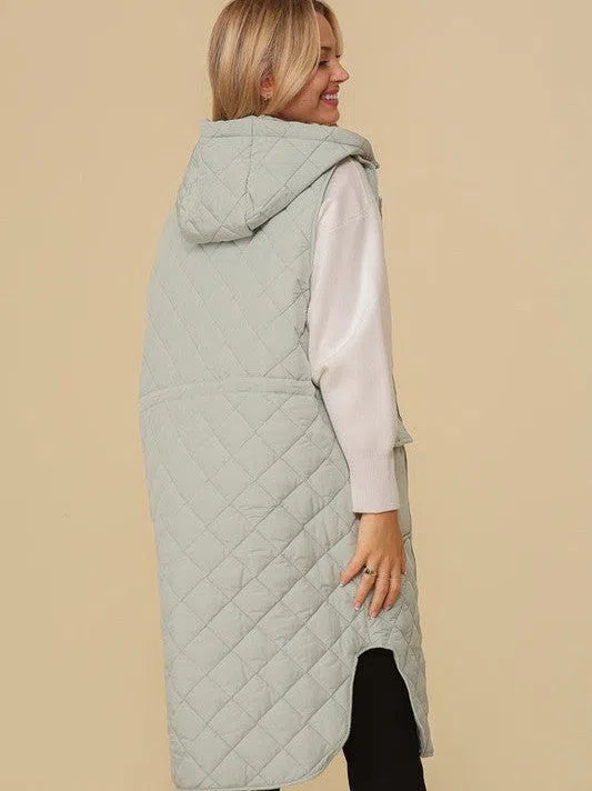 Style on the Go Full Length Oversized Quilted Vest-Women's Clothing-Shop Z & Joxa