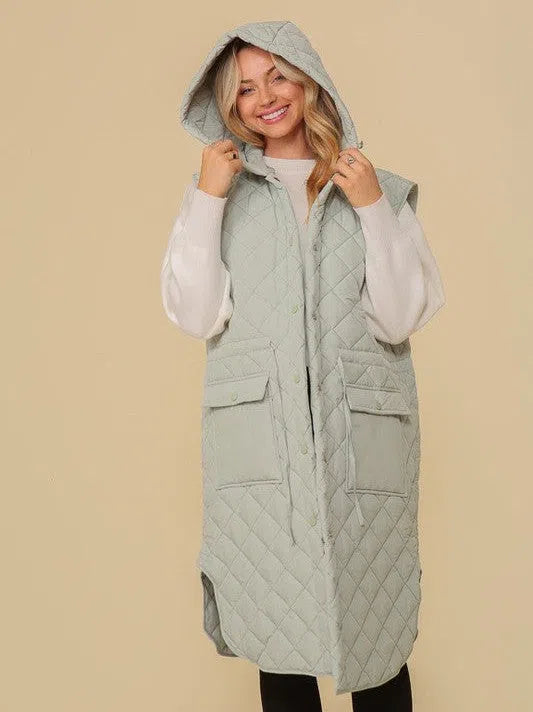 Style on the Go Full Length Oversized Quilted Vest-Women's Clothing-Shop Z & Joxa