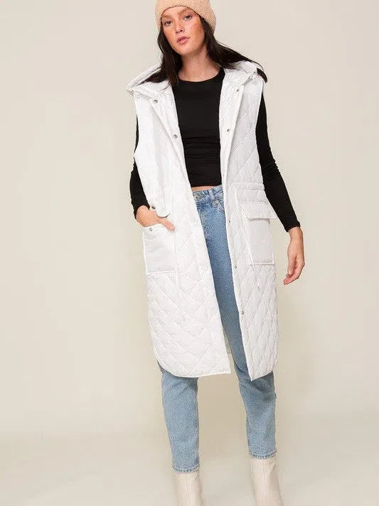 Style on the Go Full Length Oversized Quilted Vest-Women's Clothing-Shop Z & Joxa