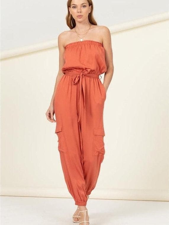 Summer Flirt Pocketed Strapless Jumpsuit-Women's Clothing-Shop Z & Joxa