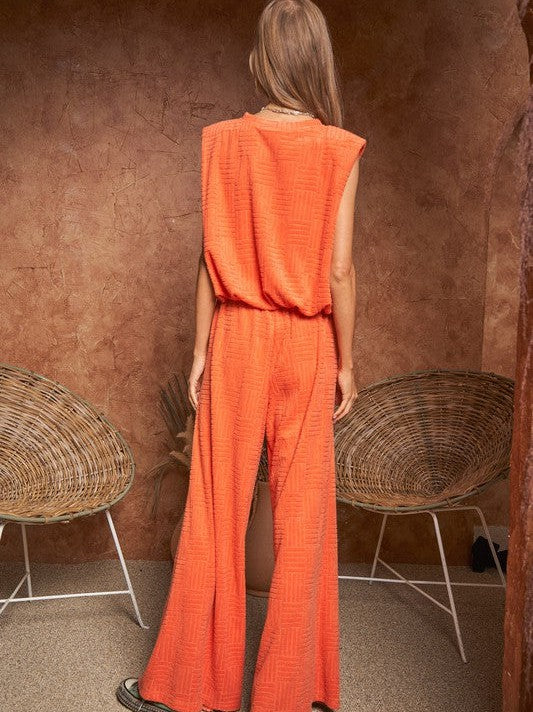 Sumptuous Velvet Sleeveless High Neck Top and Wide Leg Pants Set-Women's Clothing-Shop Z & Joxa