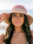 Sun Kissed & Striped Multi-Stripe Bow Accent Sunhat-Straw Sunhat-Shop Z & Joxa