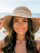 Sun Kissed & Striped Multi-Stripe Bow Accent Sunhat-Straw Sunhat-Shop Z & Joxa