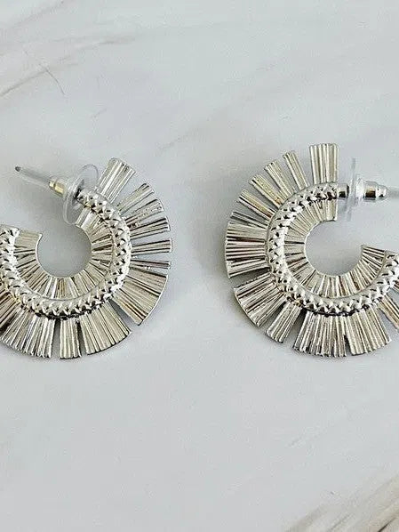 Sunburst Beauty Hoop Earrings-Women's Accessories-Shop Z & Joxa