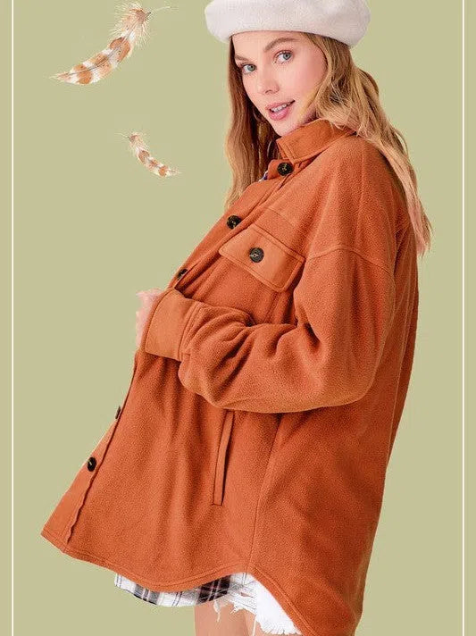 Sunset Cozy Fleece Shacket with Pockets-Women's Clothing-Shop Z & Joxa