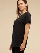 Sweet Basics Rolled Sleeve Boat Neck Top-Women's Clothing-Shop Z & Joxa