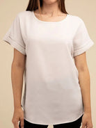 Sweet Basics Rolled Sleeve Boat Neck Top-Women's Clothing-Shop Z & Joxa