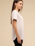 Sweet Basics Rolled Sleeve Boat Neck Top-Women's Clothing-Shop Z & Joxa