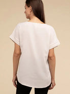 Sweet Basics Rolled Sleeve Boat Neck Top-Women's Clothing-Shop Z & Joxa