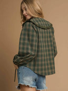 Sweet Ruffle Days Green Plaid Long Sleeve Blouse by Umgee-Women's Shirts & Tops-Shop Z & Joxa