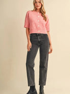 Sweet on You Pink Basket Weave Short Sleeve Cardigan-Women's Shirts & Tops-Shop Z & Joxa