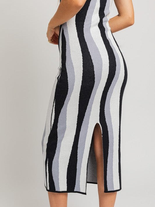 Swirl Me Around Swirl Striped Midi Dress-Women's Clothing-Shop Z & Joxa