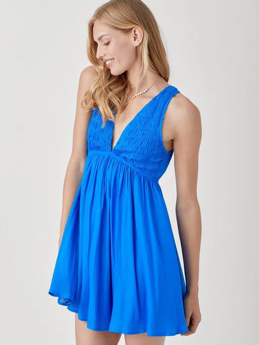 Take Me to the Ocean V-Neck Smocked Mini Sundress-Women's Clothing-Shop Z & Joxa