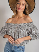 Tame or Wild, You Choose, Animal Print Off-Shoulder Smocked Top-Women's Clothing-Shop Z & Joxa