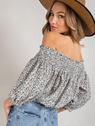 Tame or Wild, You Choose, Animal Print Off-Shoulder Smocked Top-Women's Clothing-Shop Z & Joxa