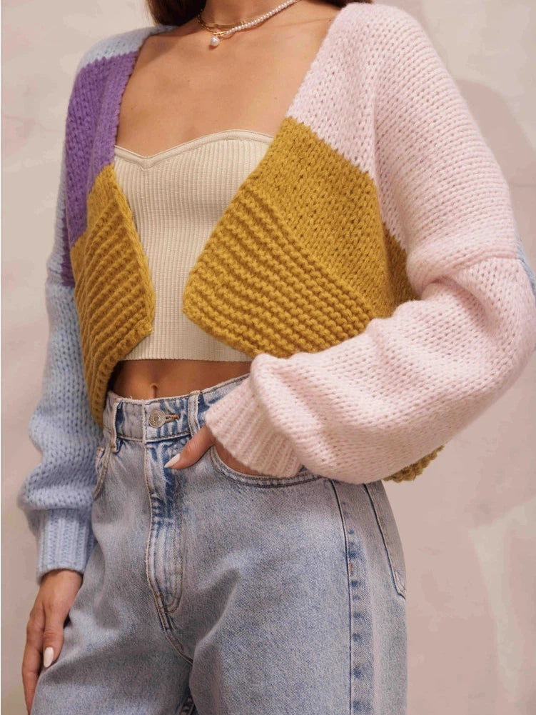 Tap Into Your Magic Colorblock Knit Cropped Cardigan-Women's Clothing-Shop Z & Joxa
