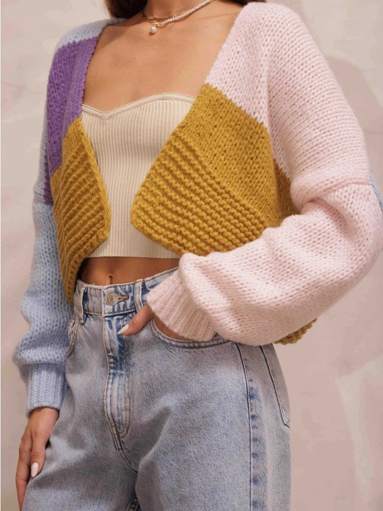 Tap Into Your Magic Colorblock Knit Cropped Cardigan-Women's Shirts & Tops-Shop Z & Joxa