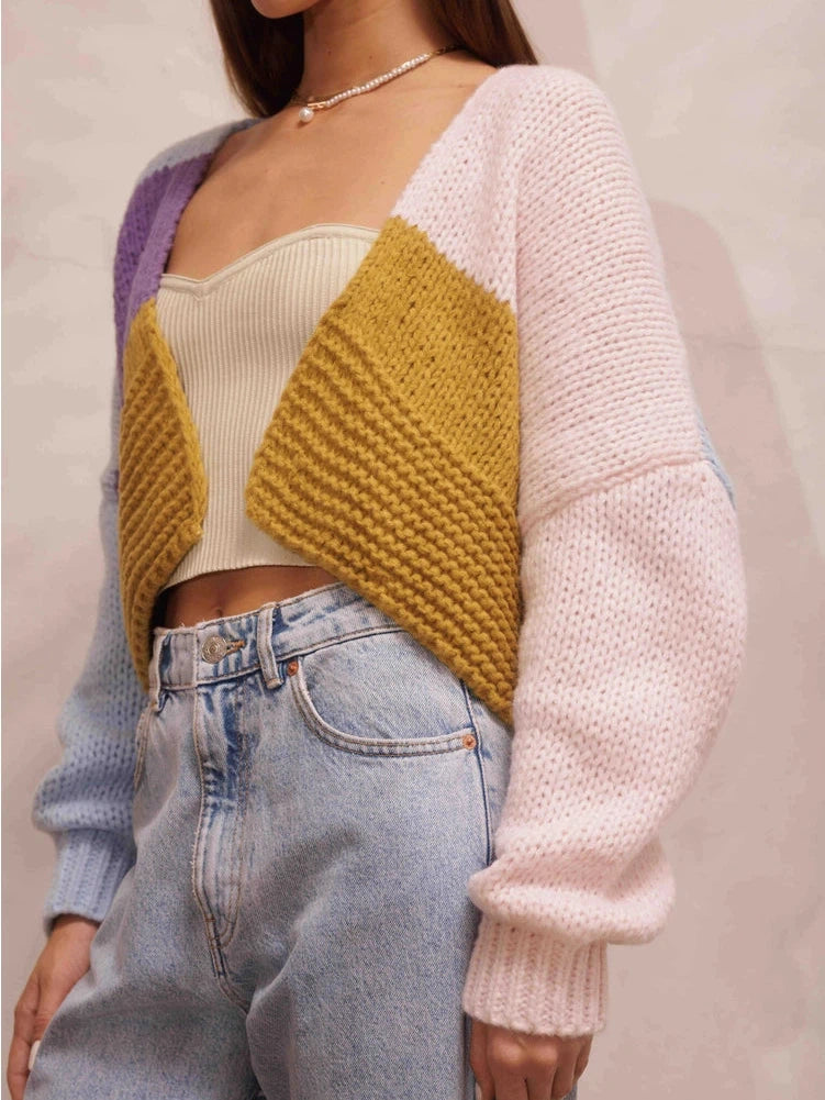 Tap Into Your Magic Colorblock Knit Cropped Cardigan-Women's Shirts & Tops-Shop Z & Joxa