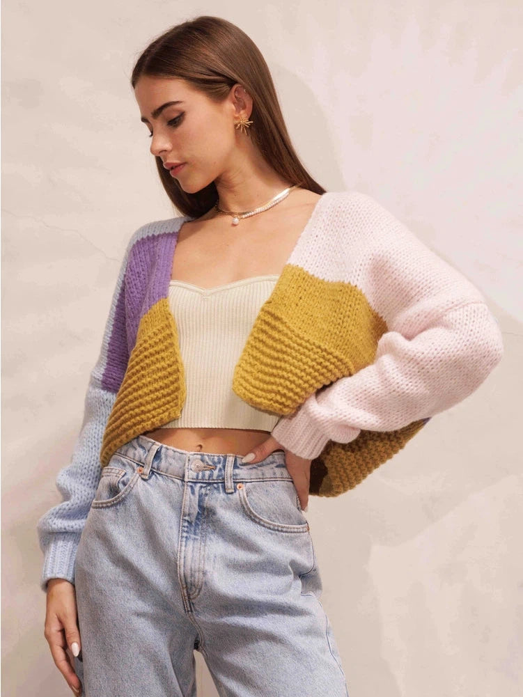 Tap Into Your Magic Colorblock Knit Cropped Cardigan-Women's Shirts & Tops-Shop Z & Joxa