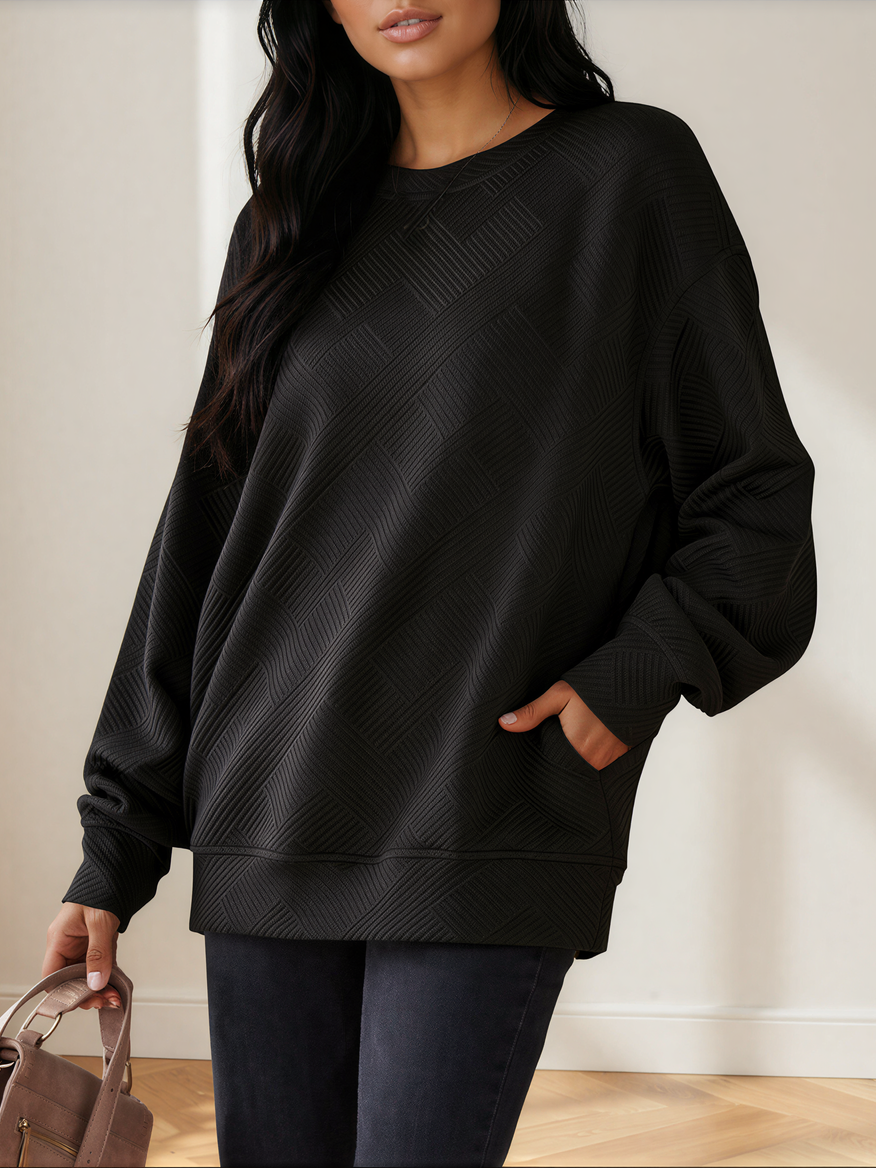 Texture Me Cozy Drop Shoulder Pullover Sweater-Sweaters-Shop Z & Joxa