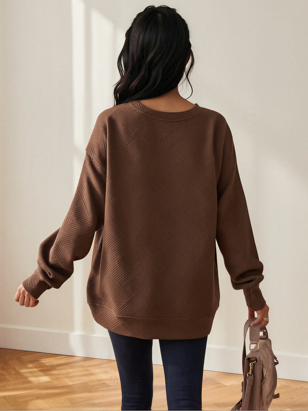 Texture Me Cozy Drop Shoulder Pullover Sweater-Sweaters-Shop Z & Joxa